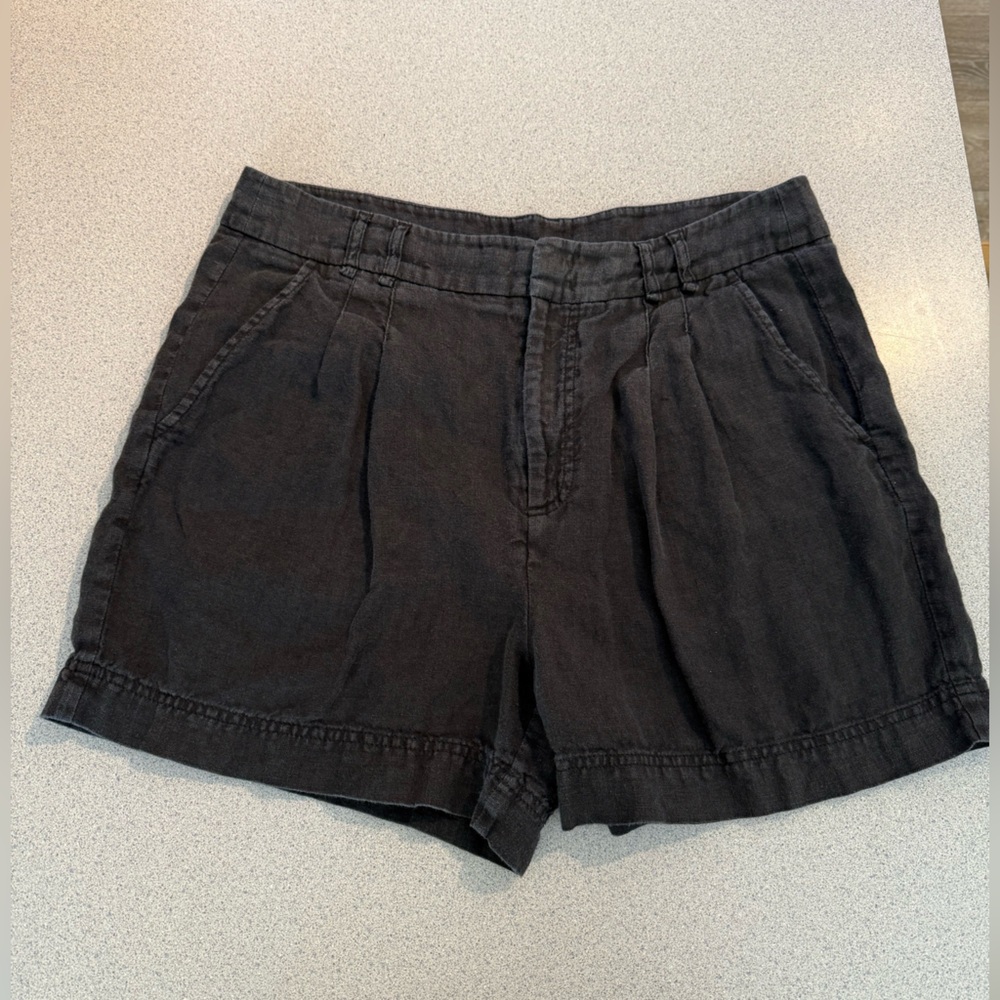 Free People Black High-Rise Relaxed Linen Shorts